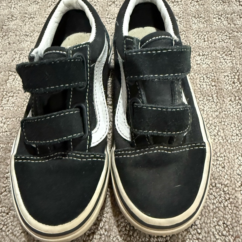 Vans Kids Black and White Velcro Sneakers